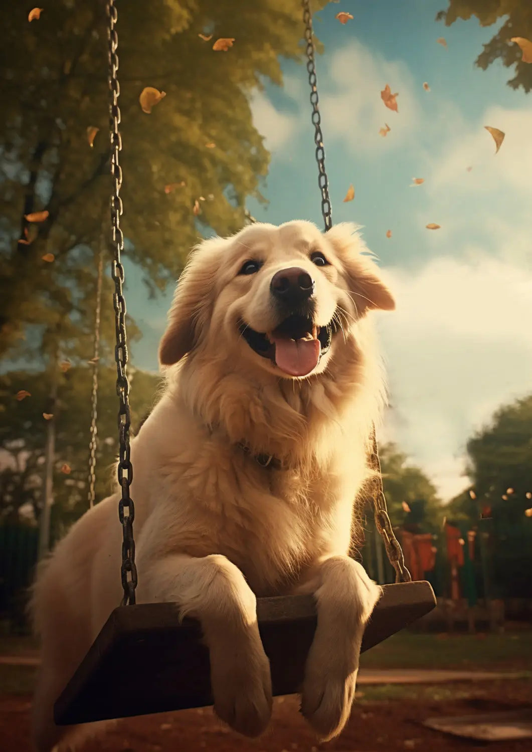 Dog with an open mouth, appearing to laugh with joy and happiness.